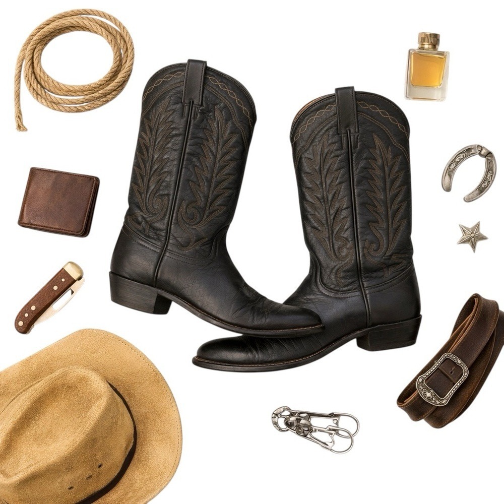 Tony Lama Black Leather Vintage Cowboy Boots Men's 8D Vintage Western USA in GUC